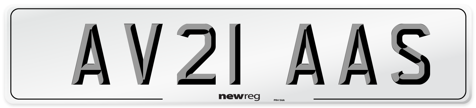 AV21 AAS Number Plate from New Reg